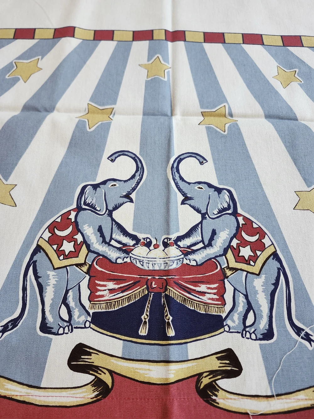Restoration Hardware Vintage Circus Birthday Tablecloth 50x70 Rare Discontinued